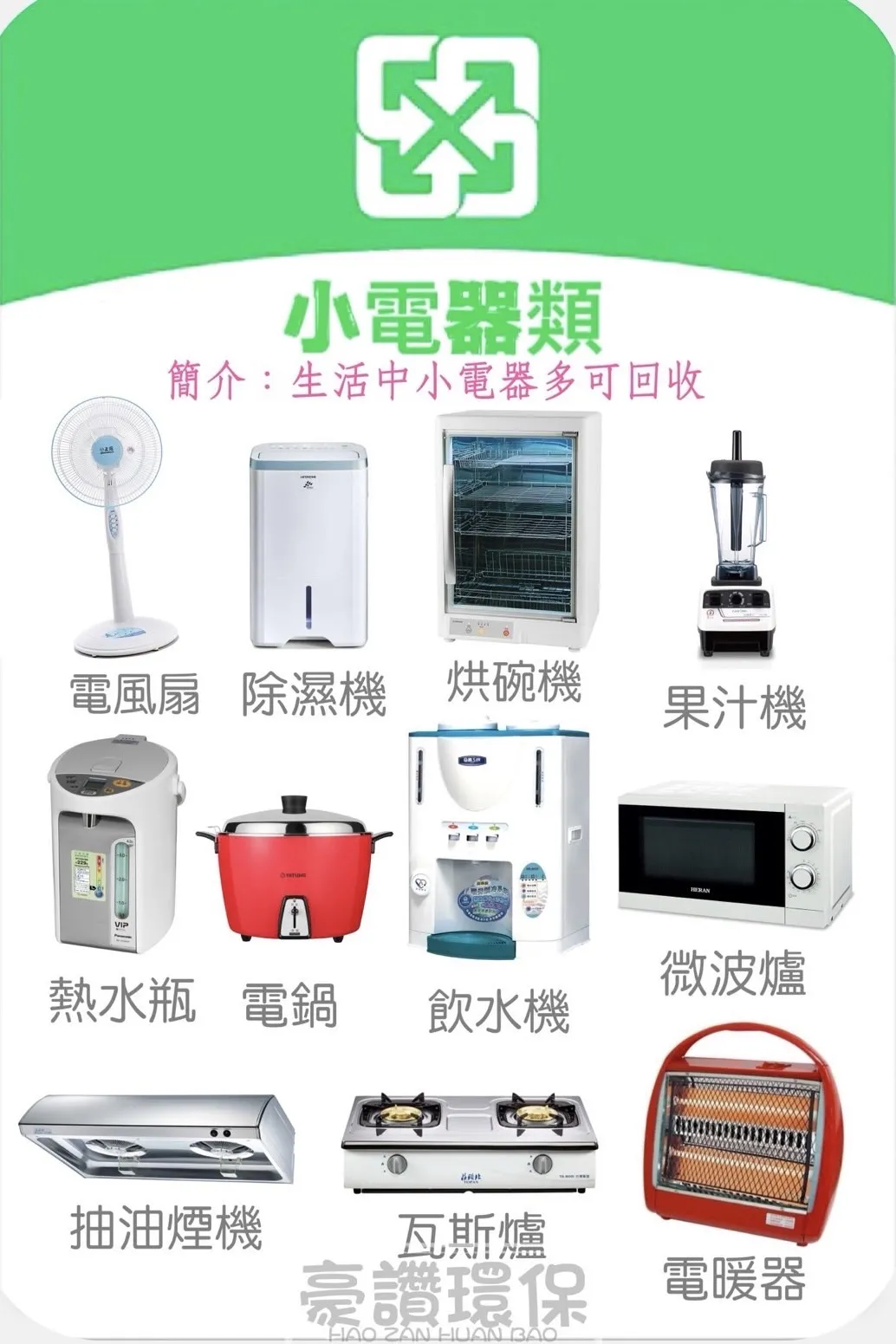 豪讚有回收的回收物大約可分為哪11項分類?